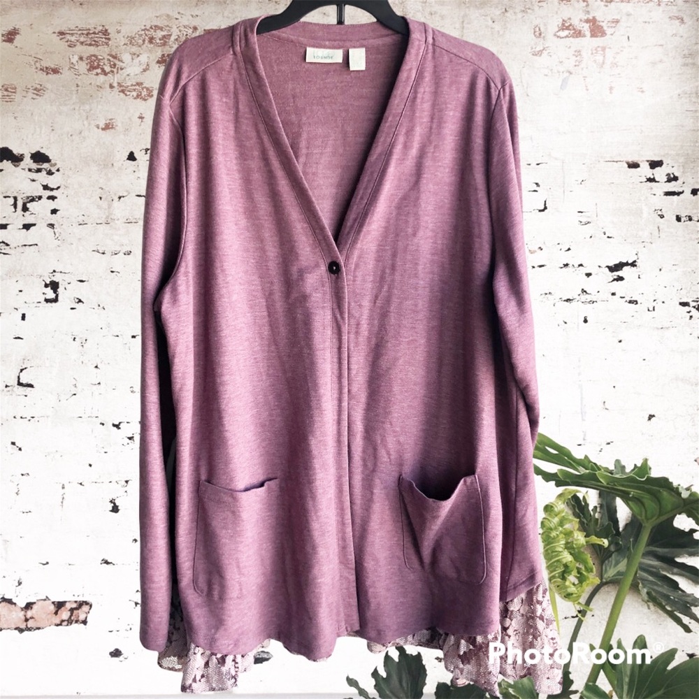 LOGO Lounge Purple Cardigan Duster Lace Large